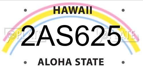 2AS625 Hawaii License Plate