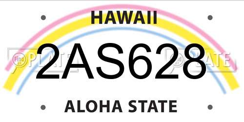 2AS628 Hawaii License Plate