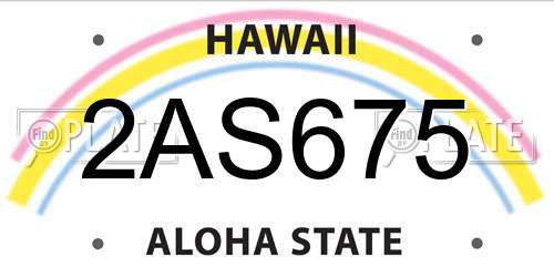 2AS675 Hawaii License Plate