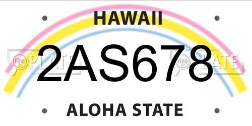 2AS678 Hawaii License Plate