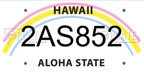 2AS852 Hawaii License Plate