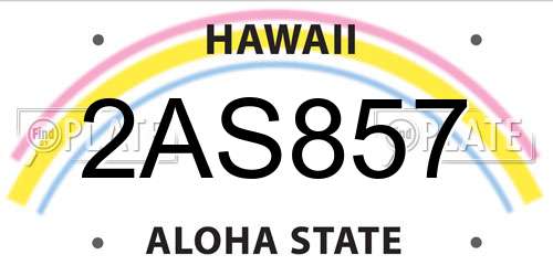 2AS857 Hawaii License Plate
