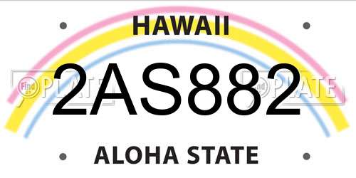2AS882 Hawaii License Plate