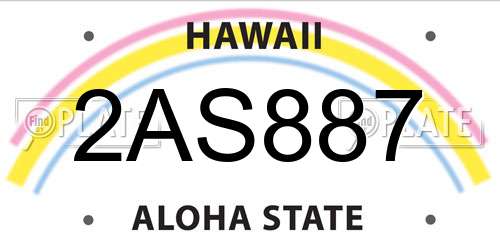 2AS887 Hawaii License Plate
