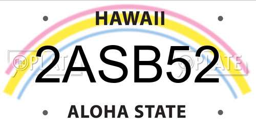 2ASB52 Hawaii License Plate