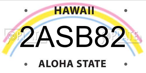 2ASB82 Hawaii License Plate