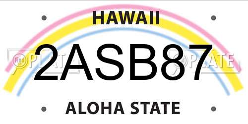 2ASB87 Hawaii License Plate