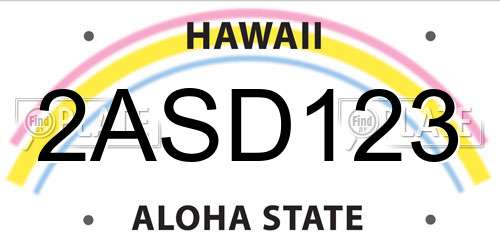 2ASD123 Hawaii License Plate