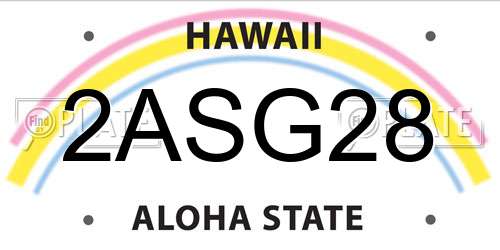 2ASG28 Hawaii License Plate