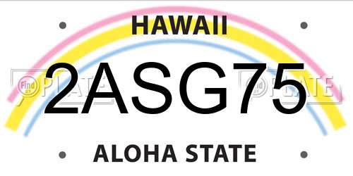 2ASG75 Hawaii License Plate
