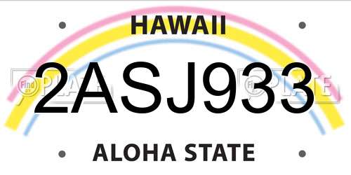 2ASJ933 Hawaii License Plate