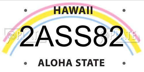 2ASS82 Hawaii License Plate