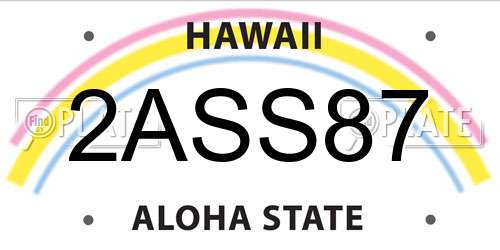 2ASS87 Hawaii License Plate