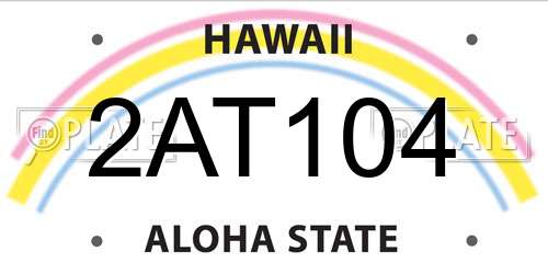2AT104 Hawaii License Plate