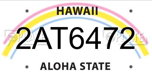 2AT6472 Hawaii License Plate