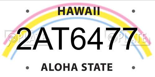 2AT6477 Hawaii License Plate