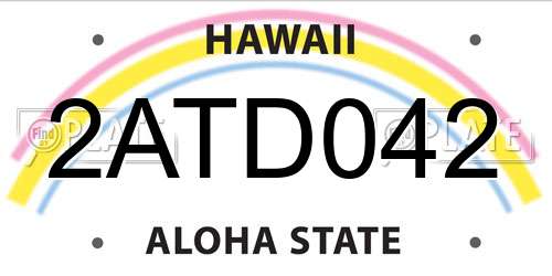 2ATD042 Hawaii License Plate