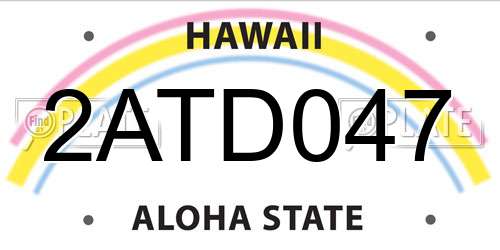 2ATD047 Hawaii License Plate