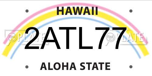 2ATL77 Hawaii License Plate