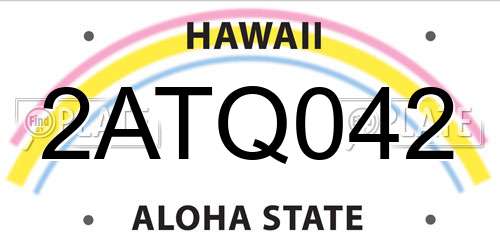 2ATQ042 Hawaii License Plate