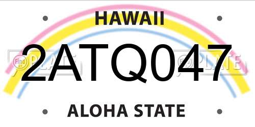 2ATQ047 Hawaii License Plate