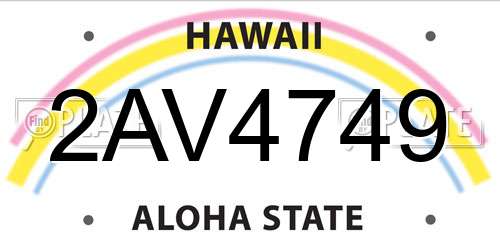 2AV4749 Hawaii License Plate