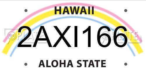 2AXI166 Hawaii License Plate