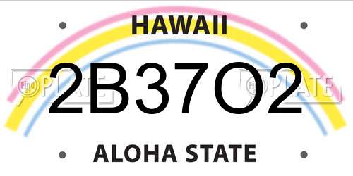 2B37O2 Hawaii License Plate