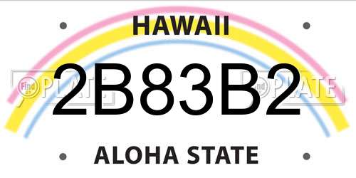 2B83B2 Hawaii License Plate
