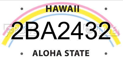2BA2432 Hawaii License Plate