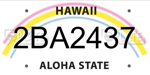 2BA2437 Hawaii License Plate