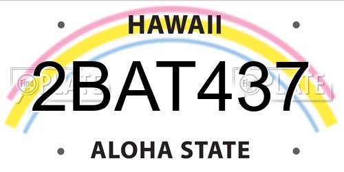 2BAT437 Hawaii License Plate
