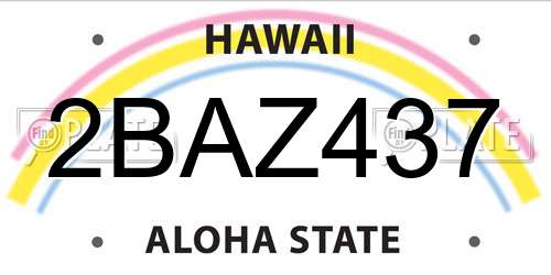 2BAZ437 Hawaii License Plate