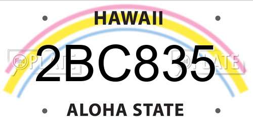 2BC835 Hawaii License Plate