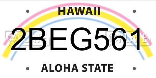 2BEG561 Hawaii License Plate