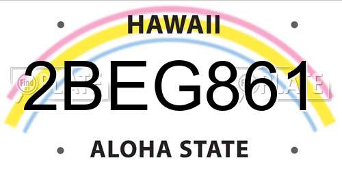 2BEG861 Hawaii License Plate