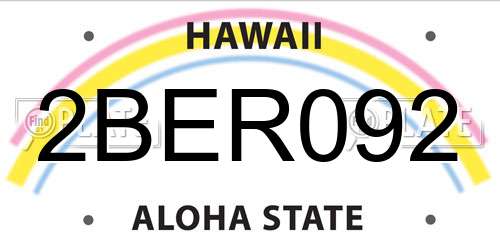 2BER092 Hawaii License Plate