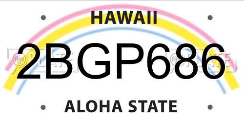 2BGP686 Hawaii License Plate