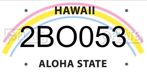 2BO053 Hawaii License Plate