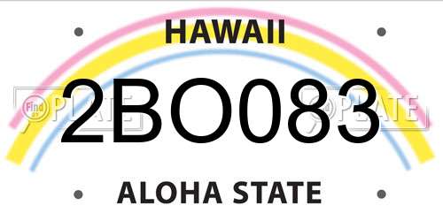 2BO083 Hawaii License Plate