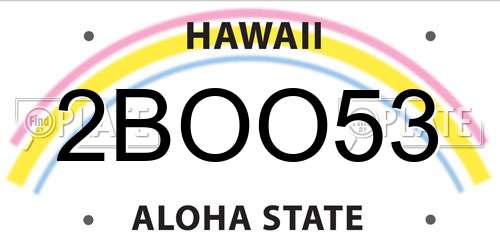 2BOO53 Hawaii License Plate
