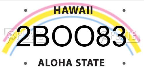 2BOO83 Hawaii License Plate