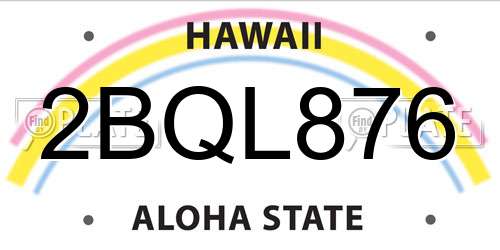 2BQL876 Hawaii License Plate