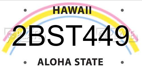 2BST449 Hawaii License Plate