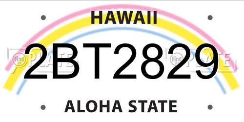 2BT2829 Hawaii License Plate