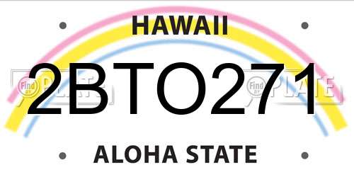 2BTO271 Hawaii License Plate