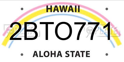 2BTO771 Hawaii License Plate