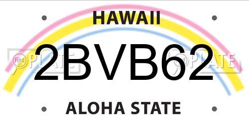 2BVB62 Hawaii License Plate