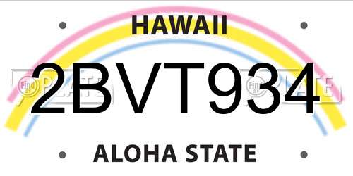 2BVT934 Hawaii License Plate