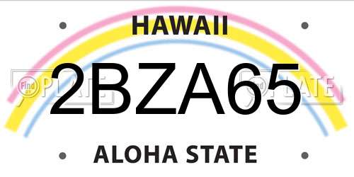 2BZA65 Hawaii License Plate
